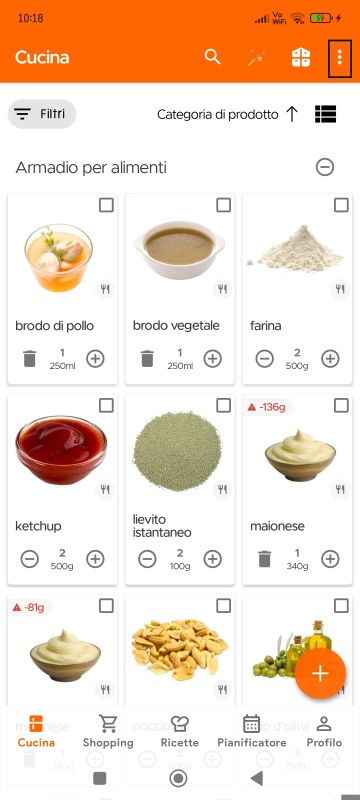 Kitchen page overflow menu icon